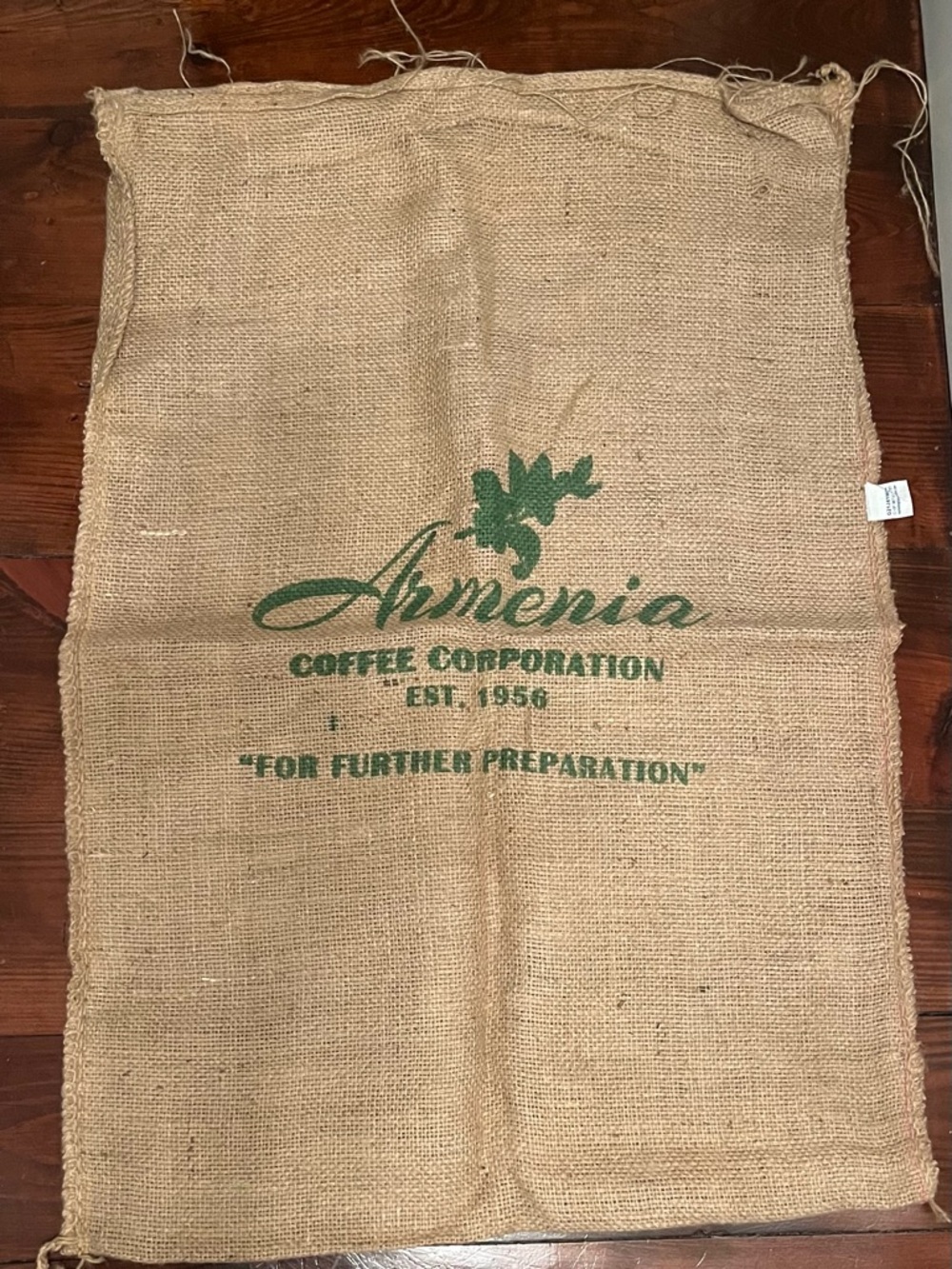 Armenia Coffee Corporation Jute Sack with Green Logo
